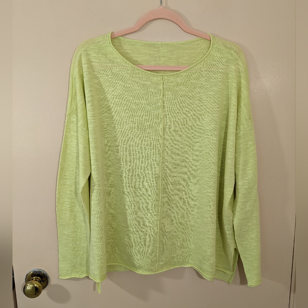 Eileen Fisher bright citrus organic linen-cotton sweater, Size M, NWOT